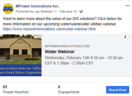 First Facebook post at mPower Innovations
